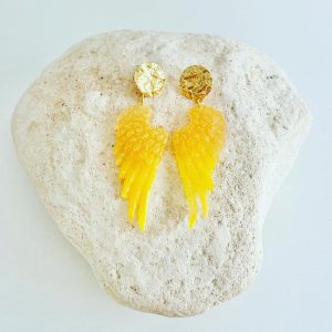 Brincos Asas de Anjo Amarelas